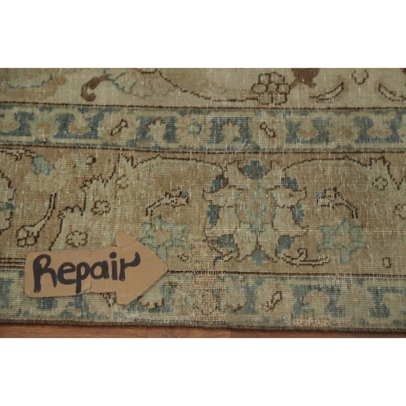 Hand Knotted Oriental 100% Wool Carpet Traditional Floral Beige & Ivories Tabriz Area Rug - 10' 8'' X 7' 5''