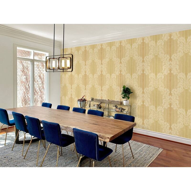 Seabrook Designs Aldeno Leaf Ogee Unpasted Wallpaper