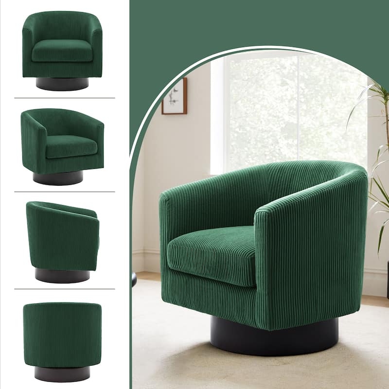 Modern 360° Swivel Corduroy Accent Chair Barrel Armchair
