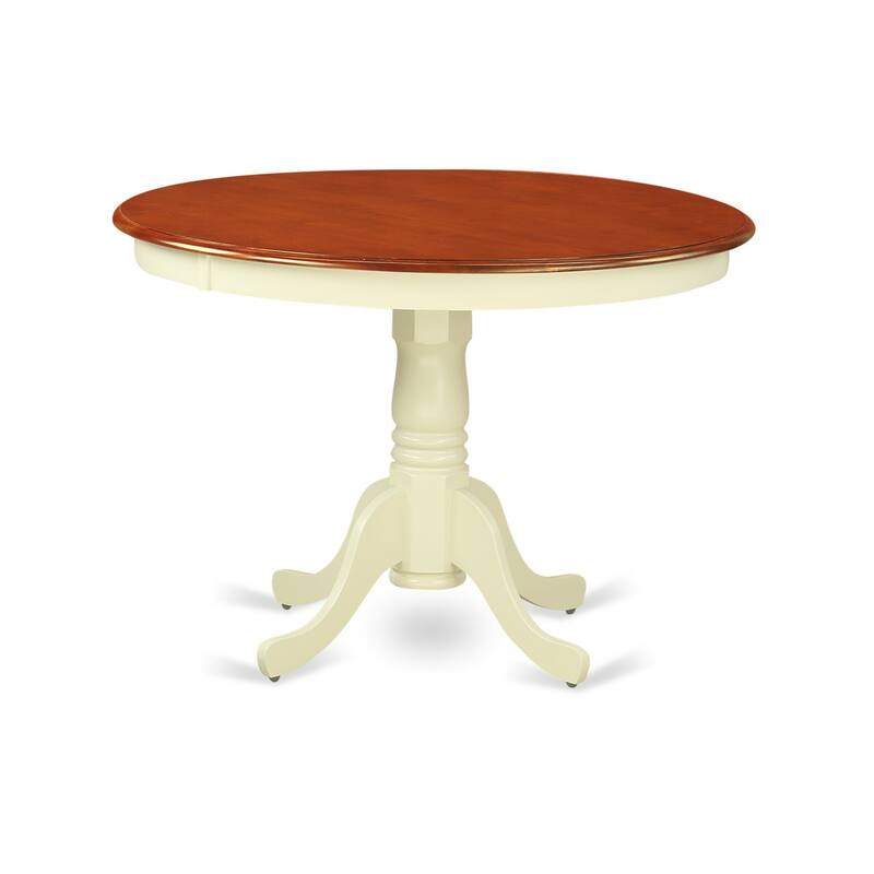 HomeStock 5-Piece Buttermilk and Cherry Finish Solid Wood Top Dining table with 4 Chairs with Lattice Back