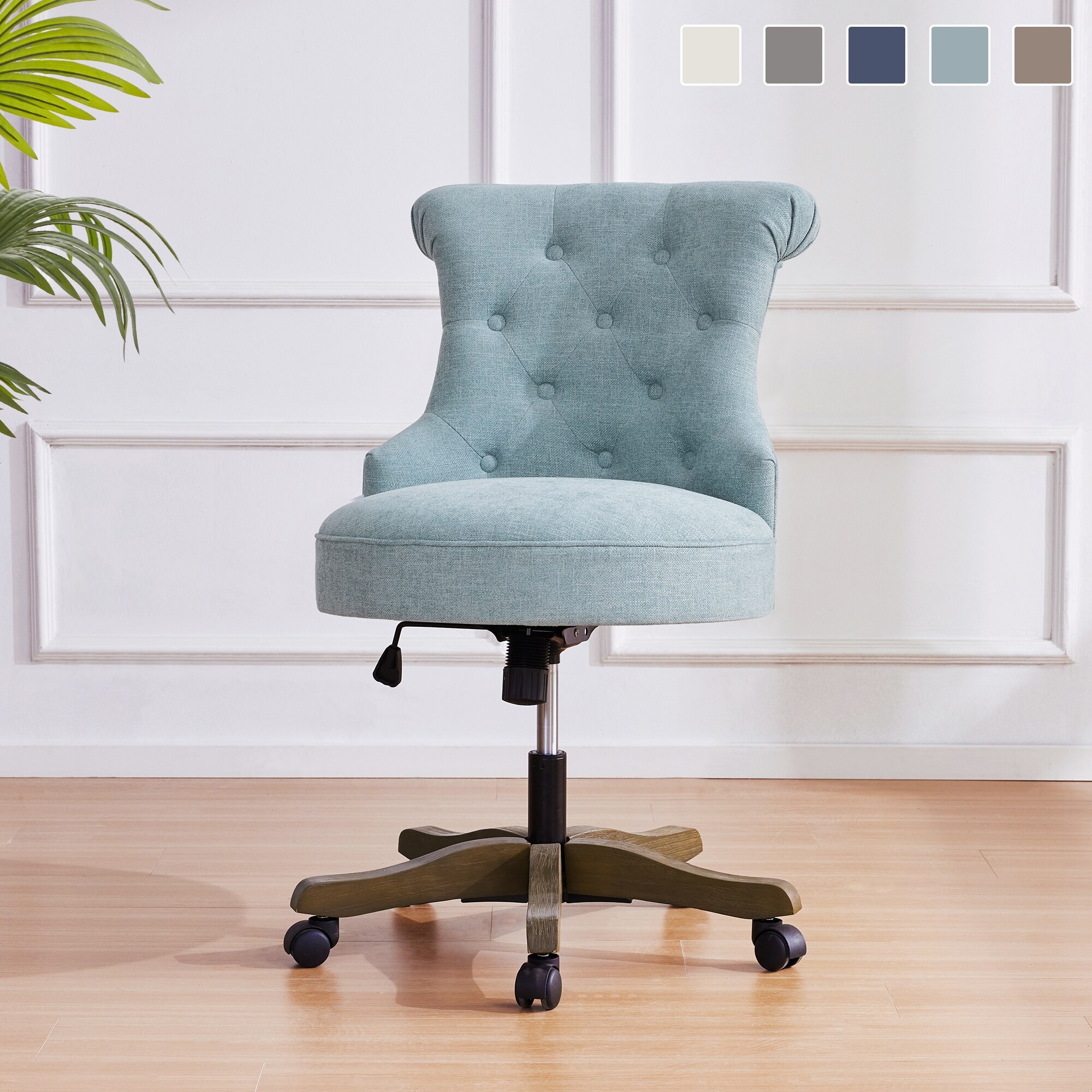 Upholstered chair deals with wheels
