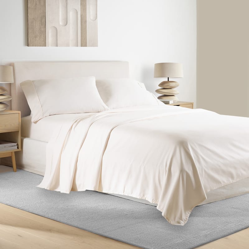 Jennifer Adams Lux Enzyme-Washed Triple-Brushed Signature Soft Sheet Set - Twin 3pc. - Ivory