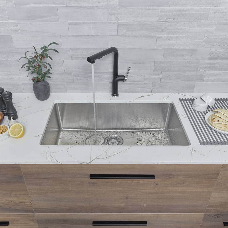 STYLISH Dual-Mount 31" Single-Bowl Stainless Steel Kitchen Sink with Strainer - 31" x 18" x 9"