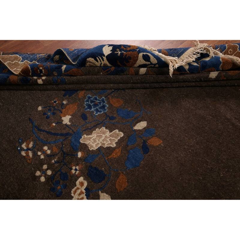 Vegetable Dye Art Deco Nichols Chinese Rug Handmade Wool Carpet - 8'1" x 9'10"