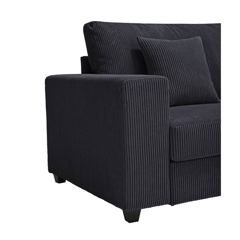 Deep Seat Lshape Sectional Sofa Set, Dark Grey Corduroy Oversized