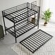 preview thumbnail 12 of 10, Twin Bunk Bed with Trundle Metal Bunkbeds with Ladder and Guardrail