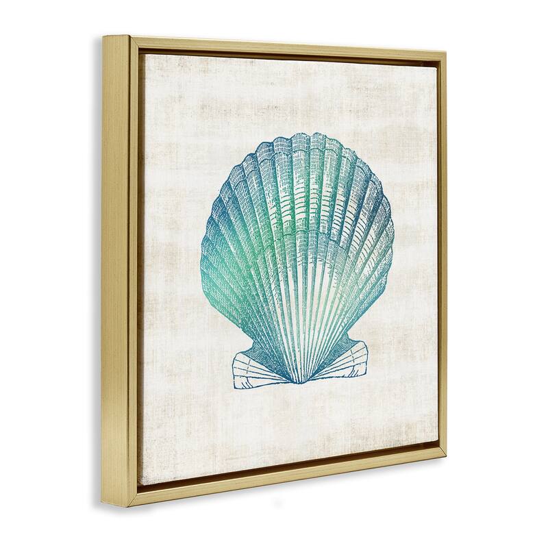 Stupell Gradient Clam Seashell Framed Floater Canvas Wall Art Design By Susan Arnot