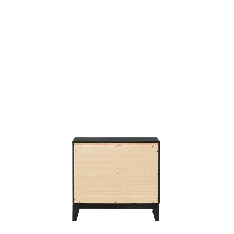 Weathered Black Finish Nightstand with Two Spacious Drawers