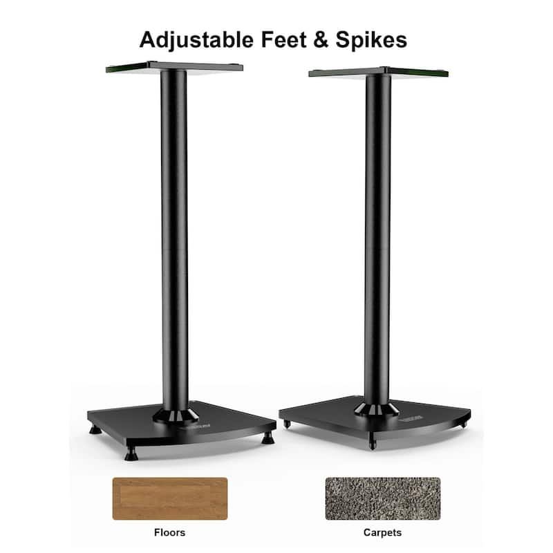 ErgoAV 1-Pair Fixed Height Bookshelf Speaker Stands 28"