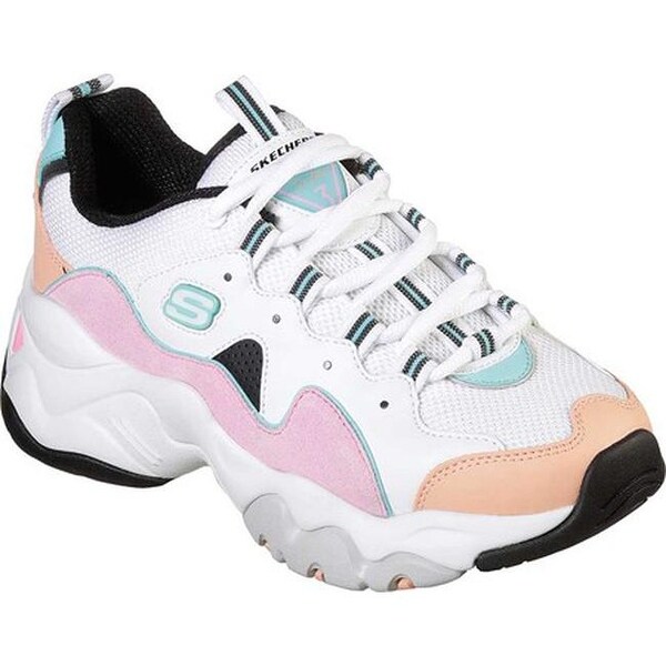 pink blue and white skechers