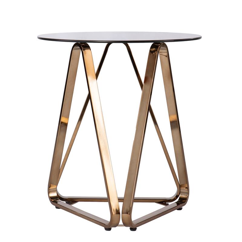 SEI Furniture Sawtelle Contemporary Geometric Round Champagne Glass Side Table