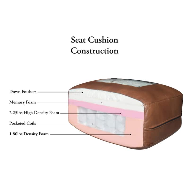 Hydeline Aliso Top Grain Leather Chesterfield Sofa with Feather, Memory Foam and Springs