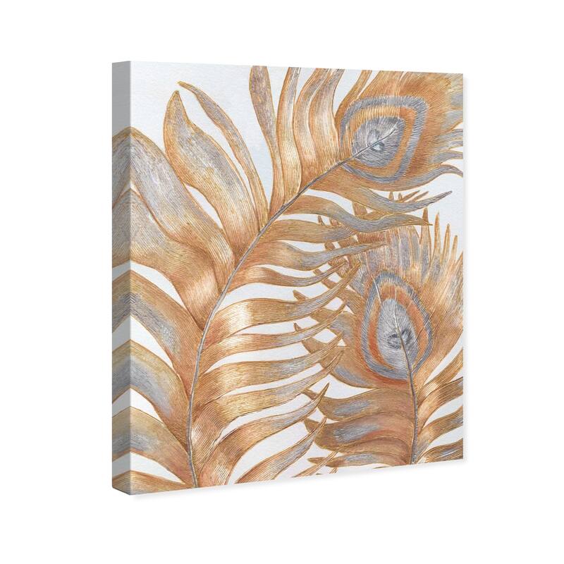 Wynwood Studio Canvas Floral and Botanical Golden Tropics - Doll Memories Gold and Glam Wall Art Canvas Print - Gold, Gray