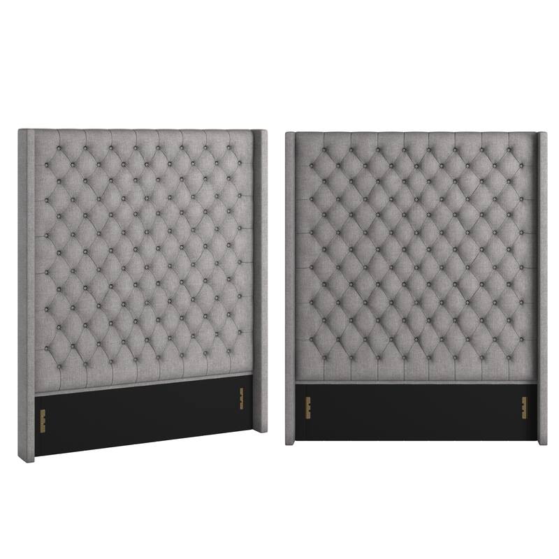 Detmold Wingback Button Tufted Linen Fabric Headboard