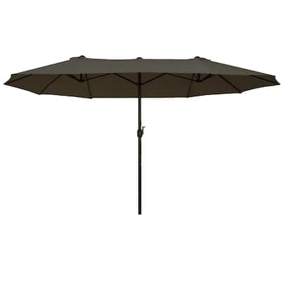 Outsunny 15-foot Steel Rectangular Double Sided Market Umbrella