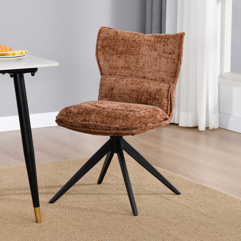Modern Upholstered Swivel Dining Chairs Accent Side Chairs with Metal Legs