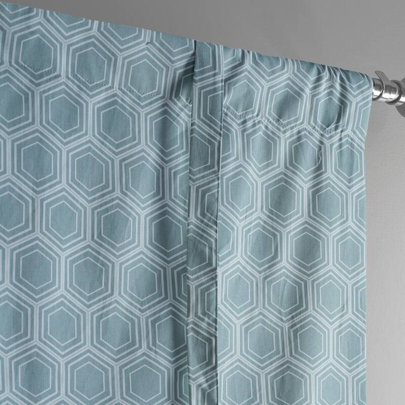 Exclusive Fabrics Honeycomb Ripple Aqua Printed Cotton Tie-Up Window Shade (1 Panel) - 46 X 63