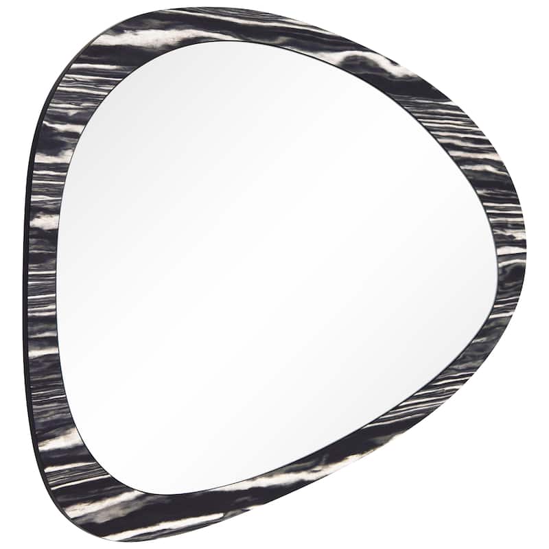 Contour Harmony Wall Mirror, 35"x27" Irregular Mirror on an Exotica Stained Veneer Frame - 35"x 27"x0.6"