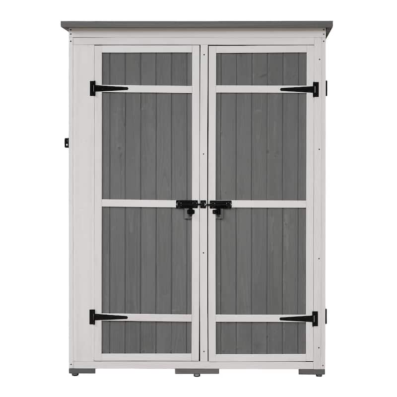Outdoor Wood Storage Shed, Tool Cabinet,Waterproof Roof, 4 Lock Doors - 48.6X25.2X65.7 inch(LXWXH)