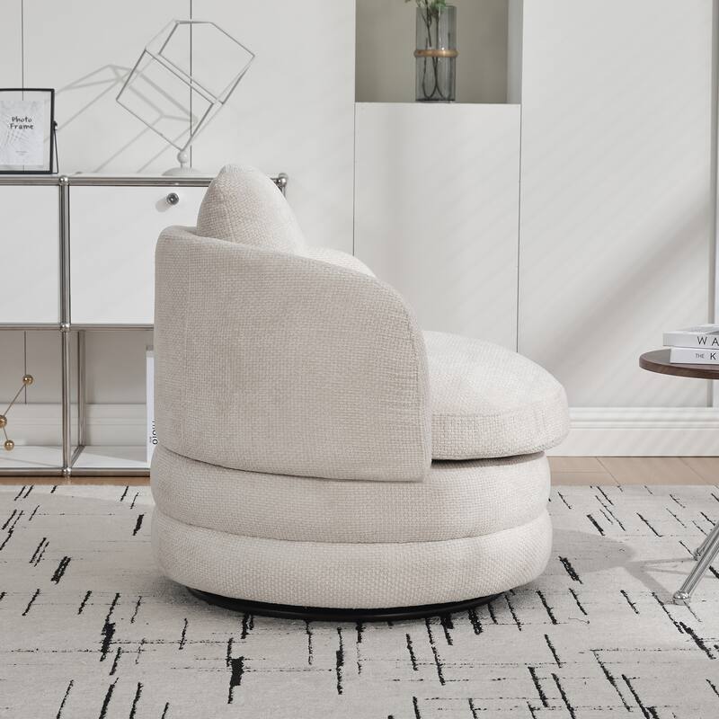 30"W Modern Swivel Barrel Chair with Pillow, Chenille Upholstered Accent Armchair Single Club Sofa Chair