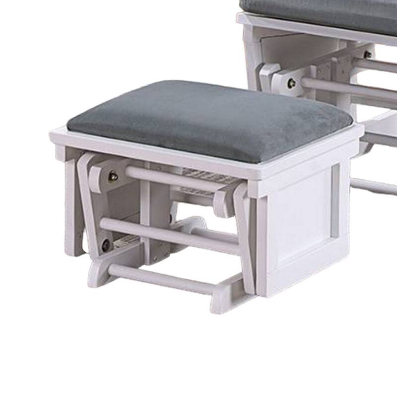 Noni Glider Manual Recliner Chair with Ottoman, White Wood, Gray