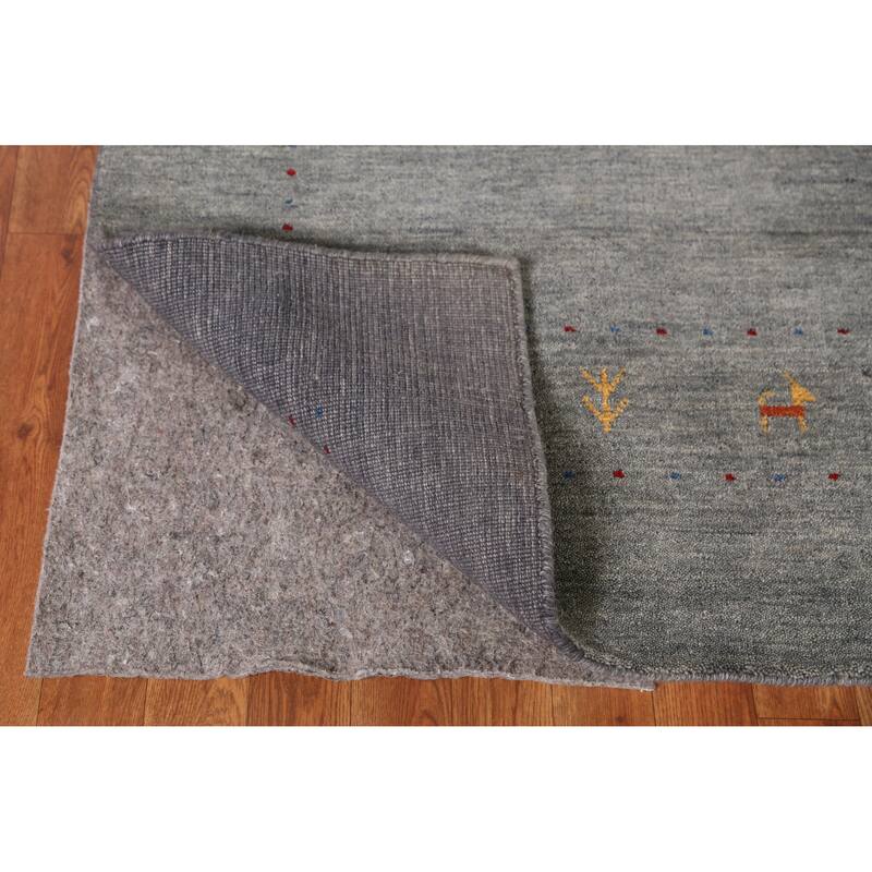 Hand Knotted Oriental 100% Wool Carpet Tribal Animal Pictorial Greys & Charcoal Gabbeh Area Rug - 7' 9'' X 5' 4''