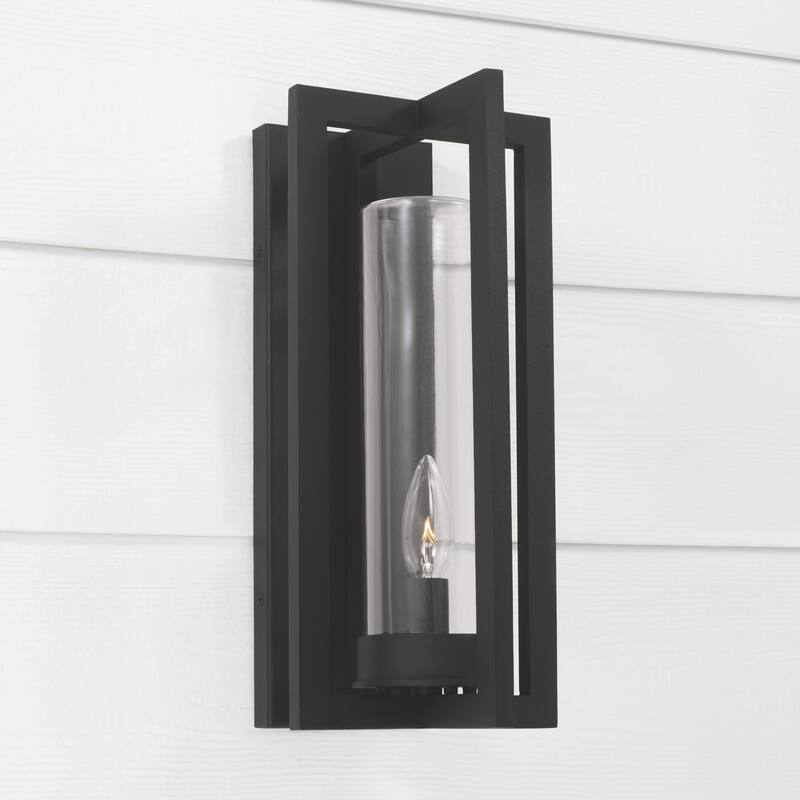Kent Black Outdoor Wall Lantern w/ Clear Glass