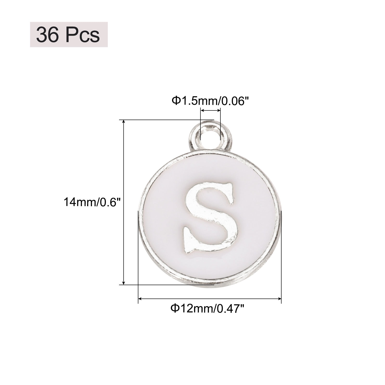 Pendants Letter Charm Initial Charm Double Sided Enamel Alphabet for DIY Necklace Earring Jewelry Making - White