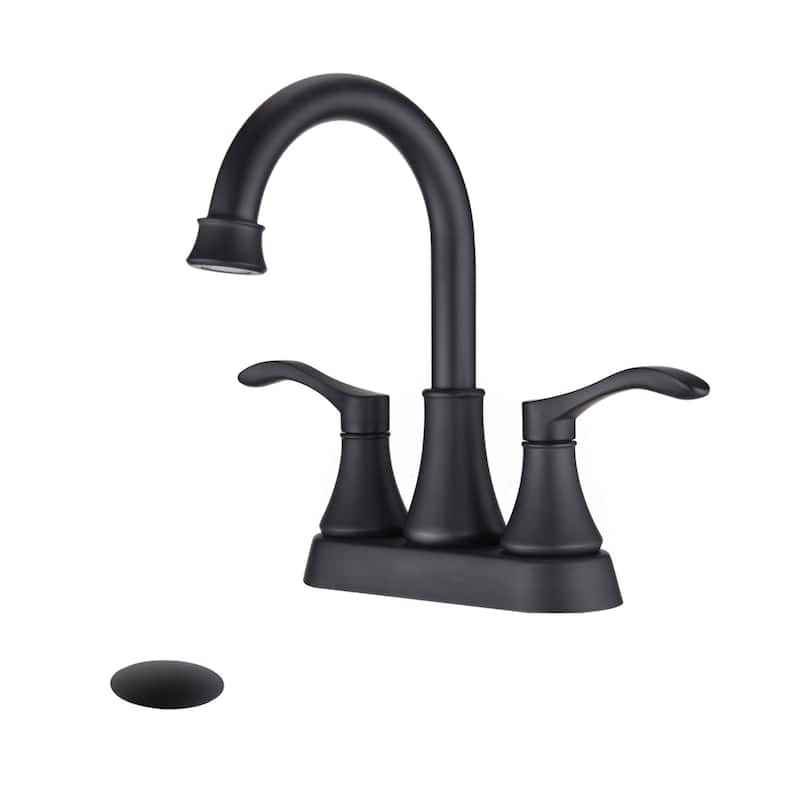 BATHLET Swivel Spout Centerset Bathroom Sink Faucet - Matte Black