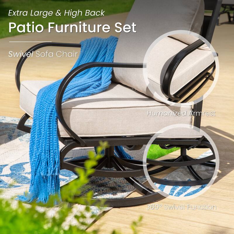 MAISON ARTS Patio Furniture Set 4/6-Piece Outdoor Conversation Set with Gas Fire Pit Table