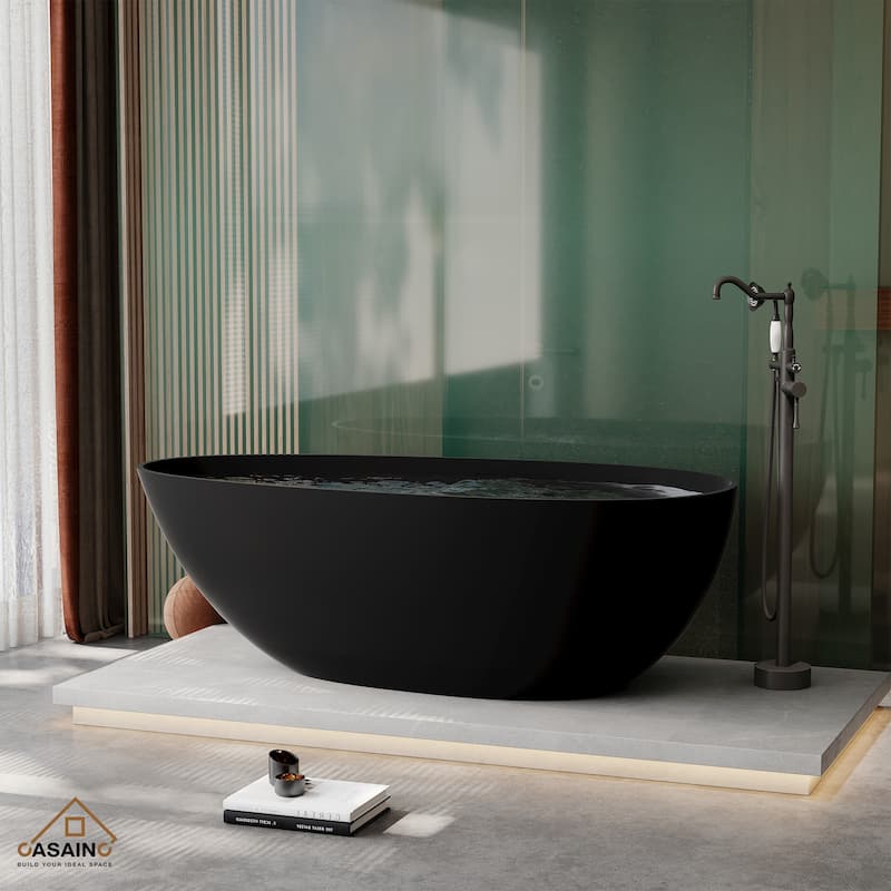 67" Solid Surface Freestanding Bathtub in Matte Black