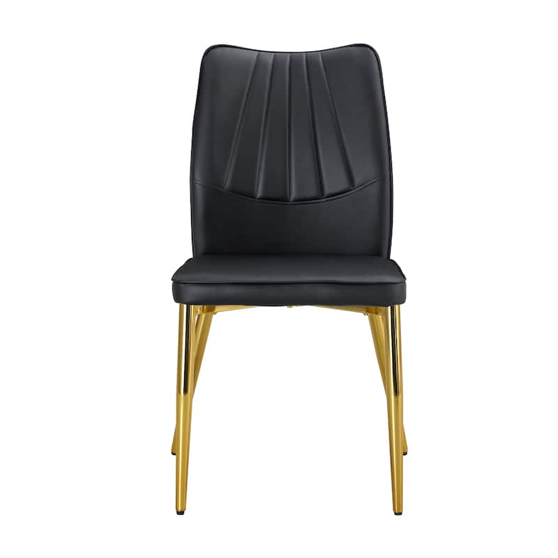 Set of 4 Medieval Modern PU Dining Chair,with soft cushion and metal legs(silver/golden)