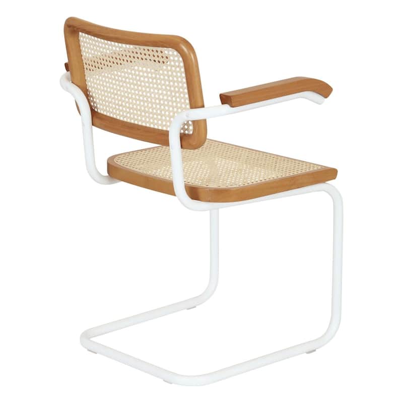Breuer Chair Company Marcel Breuer Cesca Cane Cantilever Armchair Arm Chair w/ White Steel Frame (Various Wood & Cane Colors)