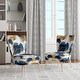 preview thumbnail 2 of 25, Designart "Abstract Pattern With Blue & Golden II" Upholstered Abstract Accent Chair and Modern Arm Chair Side Chair