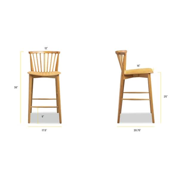 dimension image slide 2 of 3, Poly & Bark Ligna Counter Stool - Solid Wood Frame