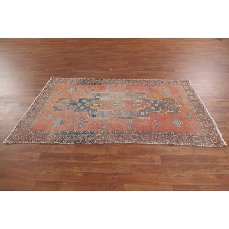 Hand Knotted Oriental 100% Wool Carpet Traditional Geometric Oranges & Rust Sirjan Area Rug - 6' 4'' X 3' 7''