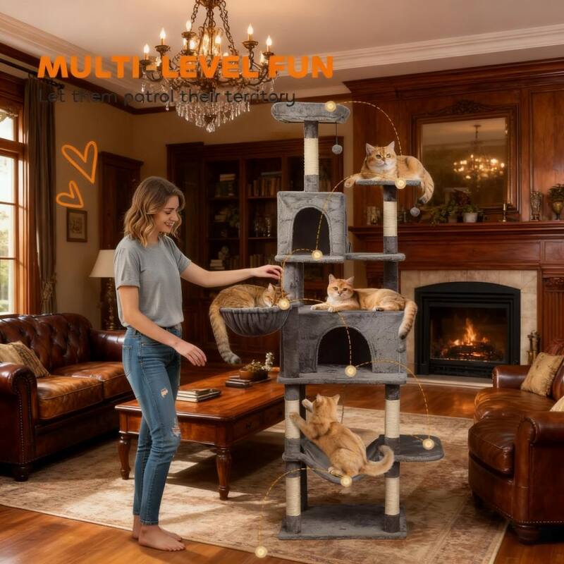 80" Tall Cat Tree Multi-Level Cat Tower