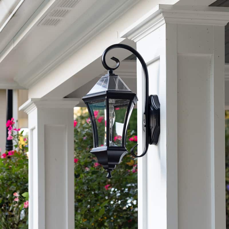 Victorian Black 150 LM Solar Wall Sconce Lantern with Morph Technology