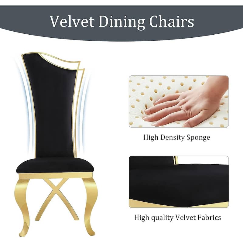 Luxury Upholstered Dining Chairs with Stylish Streamlined High Back with Cabriole X-Shaped Legs
