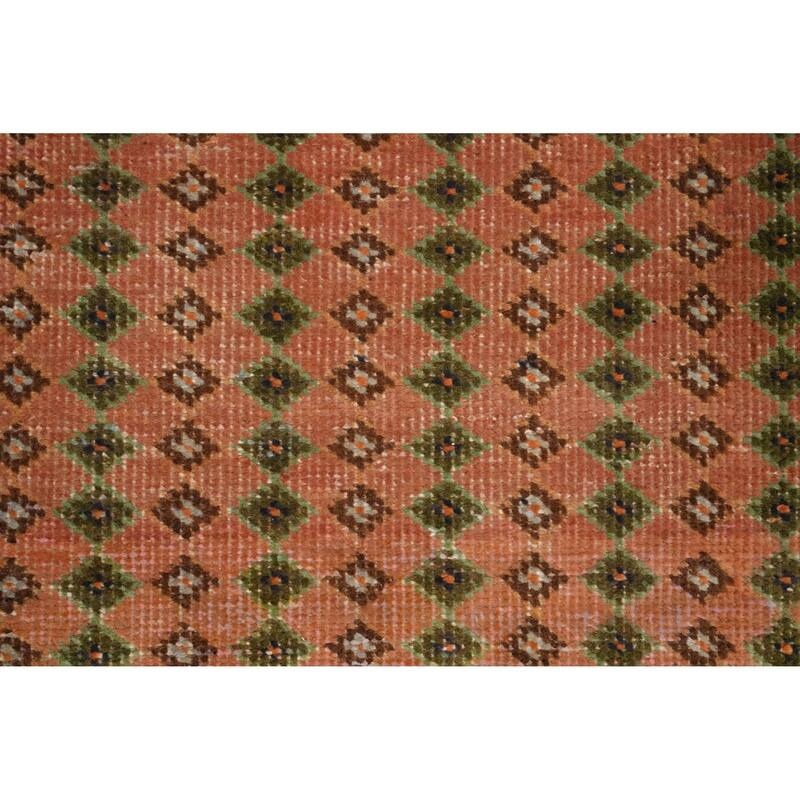 Hand Knotted Oriental 100% Wool Carpet Traditional Geometric Pink Tabriz Area Rug - 4' 6'' X 3' 2''