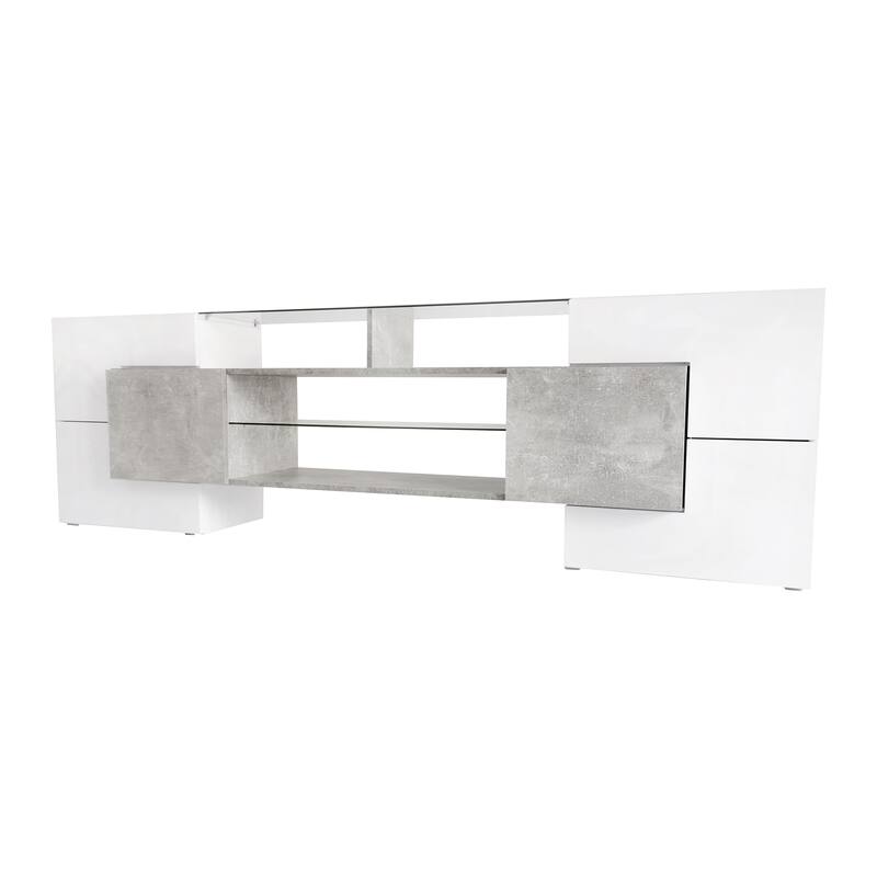 78.7" TV Stand with 2 Illuminated Glass Shelves and LED Color Changing Lights for TVs Up to 88"