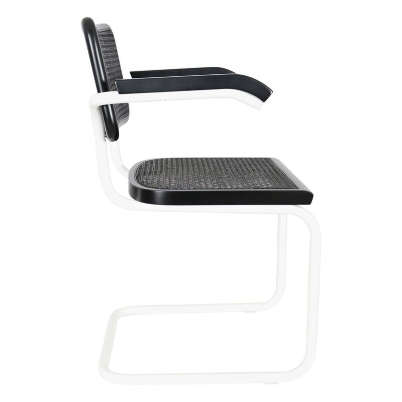 Breuer Chair Company Marcel Breuer Cesca Cane Cantilever Armchair Arm Chair w/ White Steel Frame (Various Wood & Cane Colors)