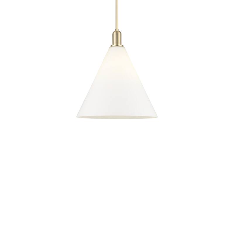 Innovations Lighting 716-1S-18-16 Berkshire Glass Pendant Berkshire - Champagne Bronze / Matte White
