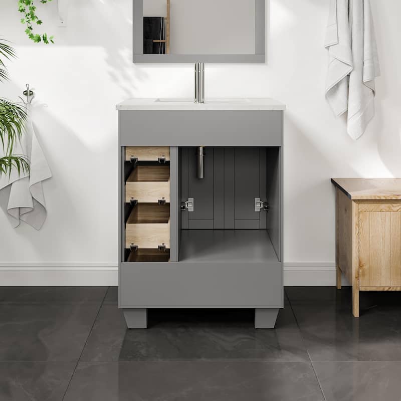 Eviva Happy 24"W Bath Vanity with Carrara Quartz Top