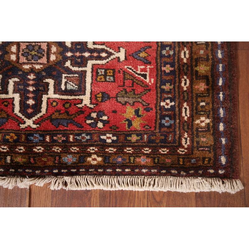 Geometric Gharajeh Persian Runner Rug Handmade Tribal Red Wool Carpet - 2'5"x 9'5"