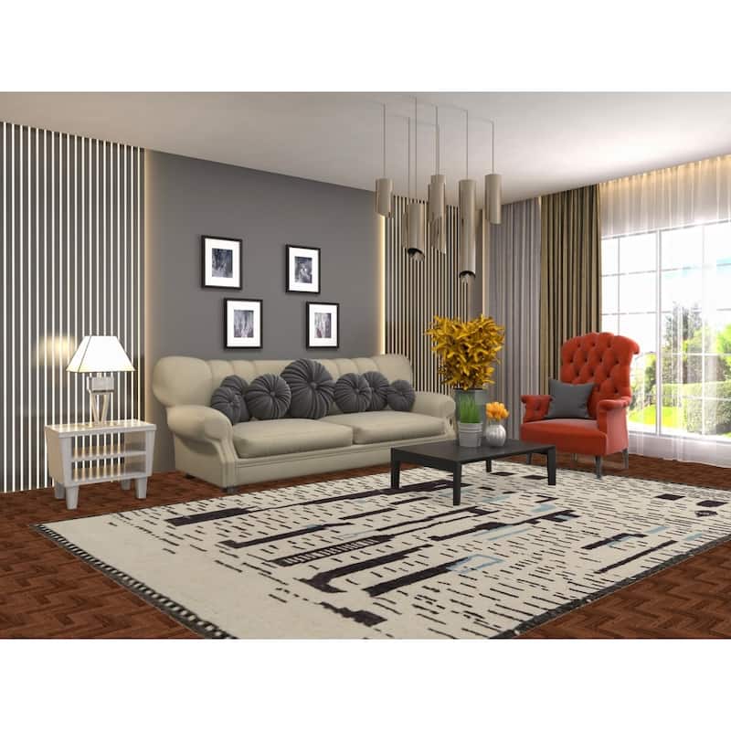 Abstract Moroccan Oriental Area Rug Handmade Contemporary Wool Carpet - 6'11"x 10'5"