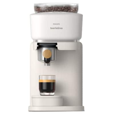 Philips Baristina Automatic Espresso Machine, Milky White with Ash Wood Portafilter