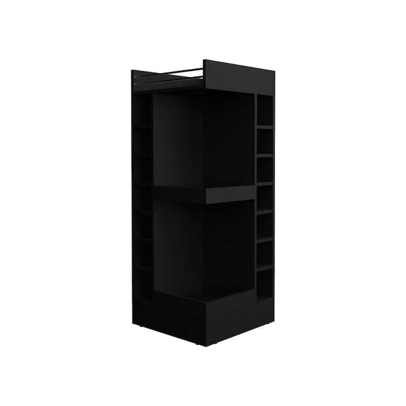 Modern Corner Bar Cabinet with Open Shelves and Wine Rack, Space-Saving Liquor Storage Solution