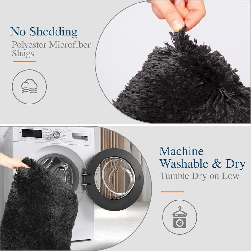Bathroom Rug Non Slip Bath Mat for Bathroom, Water Absorbent Soft Microfiber Shaggy Bathroom Mat Machine Washable Bath Rug