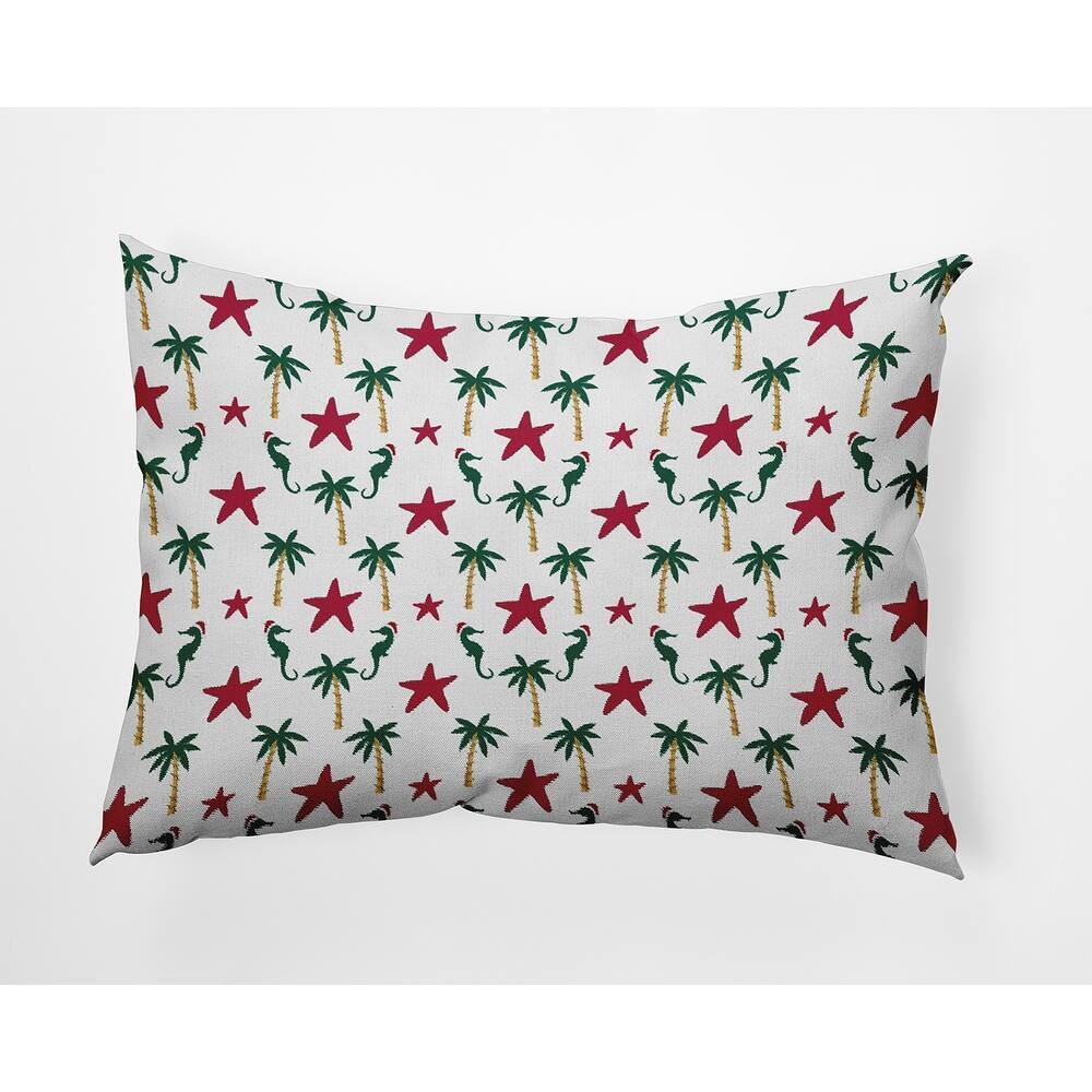 Christmas Beach Pattern Indoor/Outdoor Throw Pillow